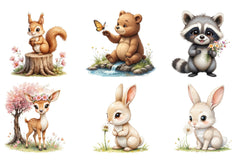 Forest Spring Woodland Animals Clipart Bundle - CraftNest - Digital Crafting and Art