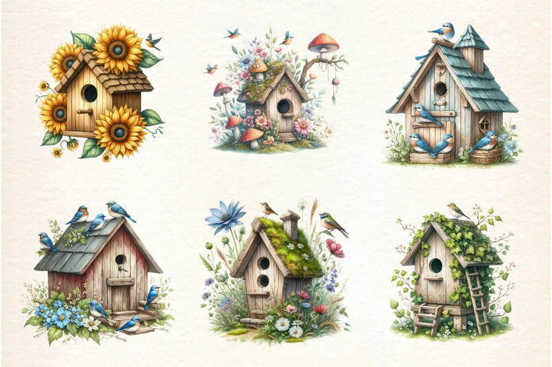 Spring Birdhouse Clipart Bundle - CraftNest - Digital Crafting and Art