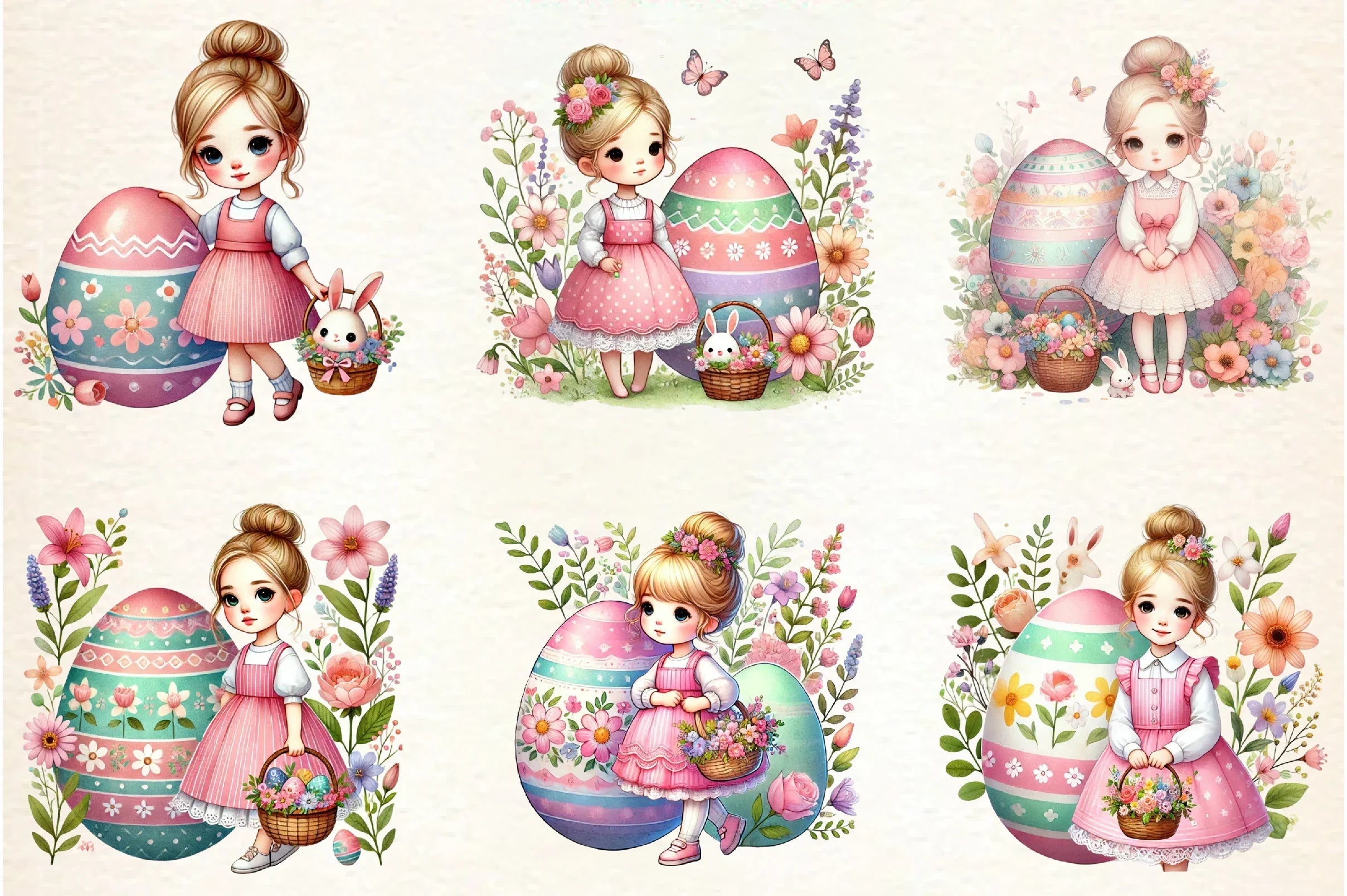 Pastel Easter Bunny & Eggs Clipart Bundle - CraftNest - Digital Crafting and Art
