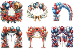Memorial Day Balloon Arch Clipart Bundle - CraftNest - Digital Crafting and Art