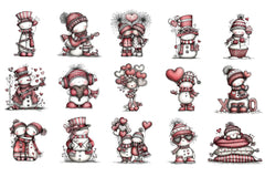 Whimsical Valentine Snowmen Clipart Bundle - CraftNest - Digital Crafting and Art