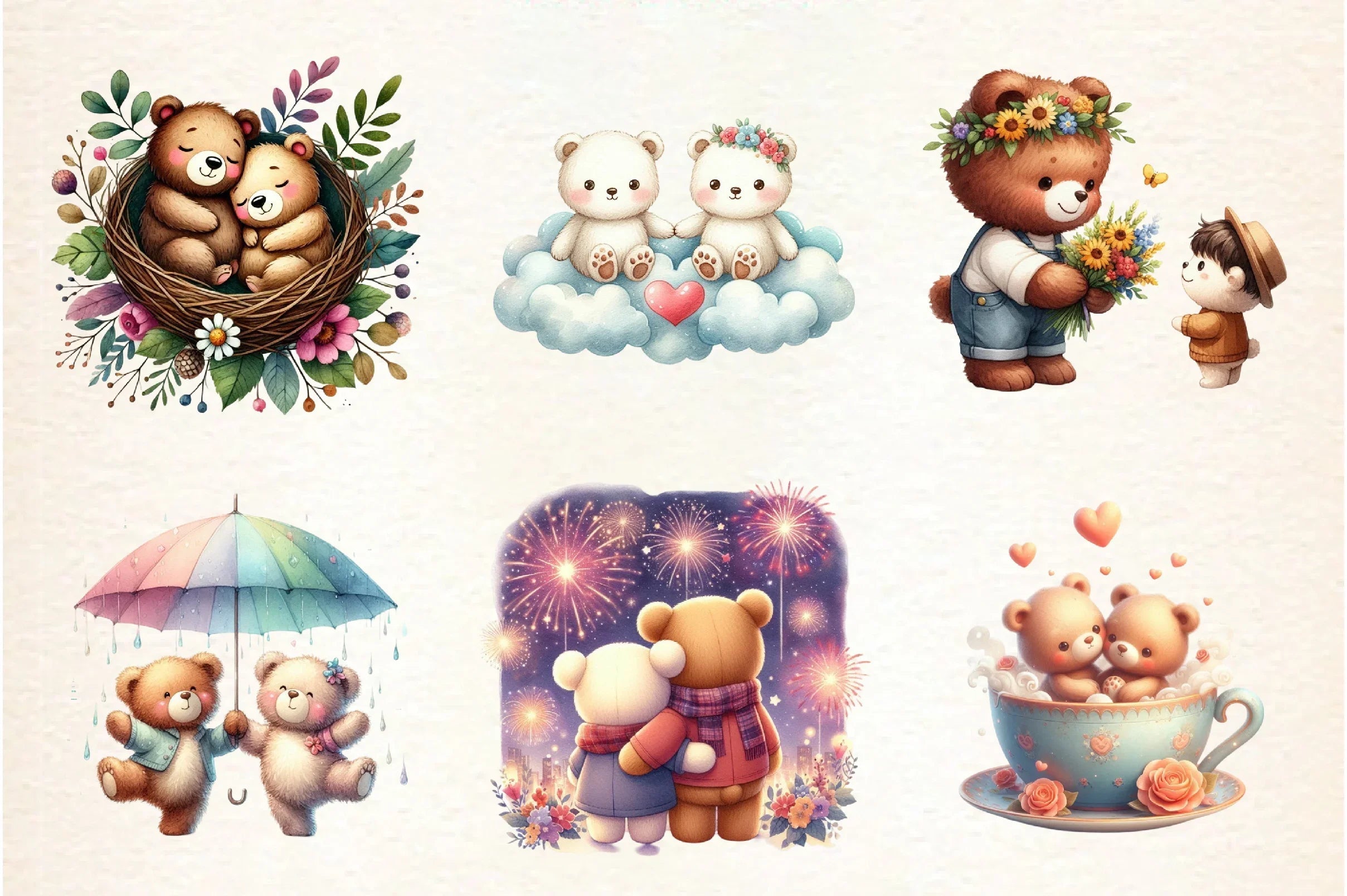 Cute Couple Bear Clipart Bundle - CraftNest - Digital Crafting and Art