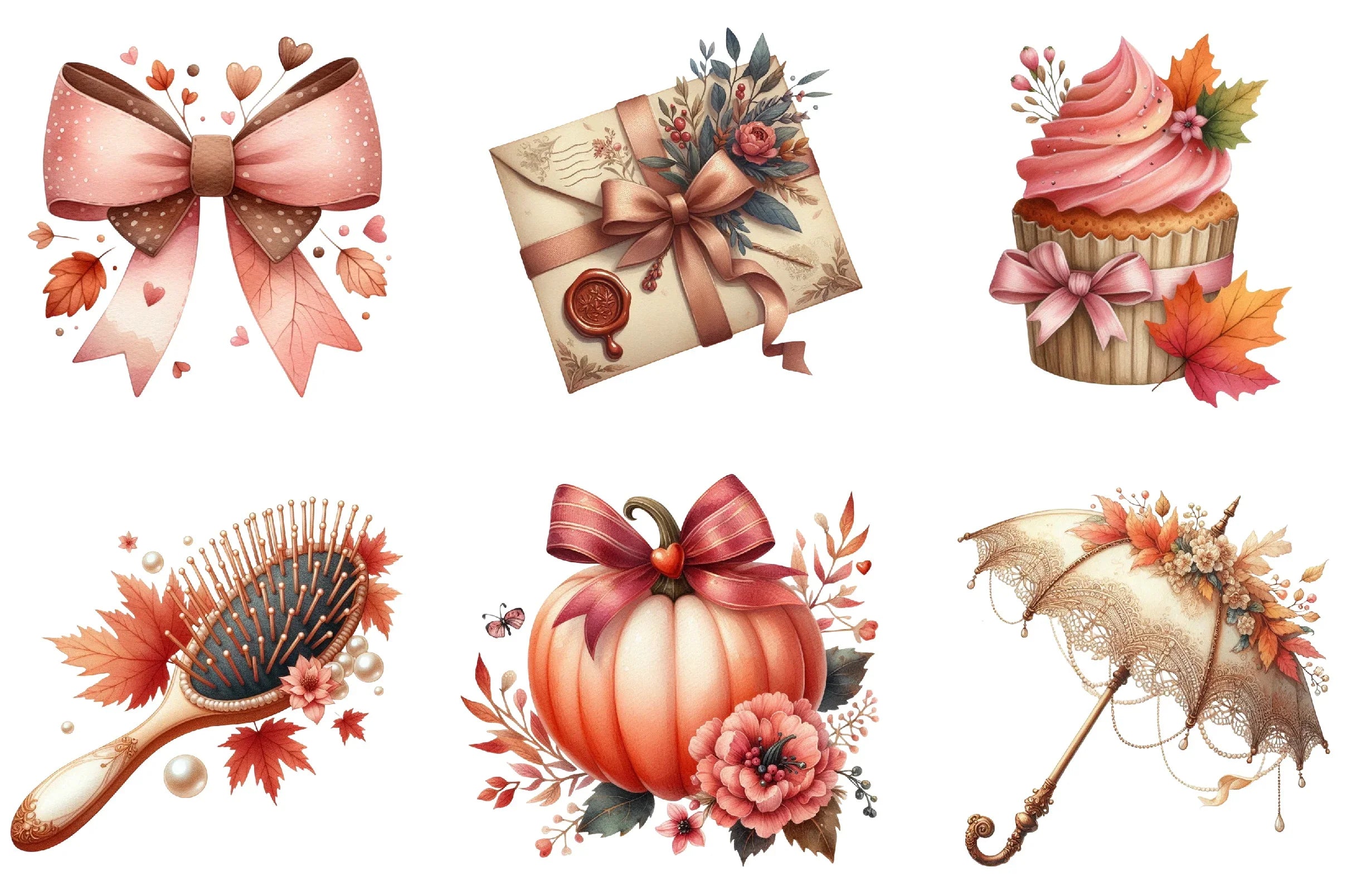 Cute Coquette Autumn Clipart Bundle - CraftNest - Digital Crafting and Art