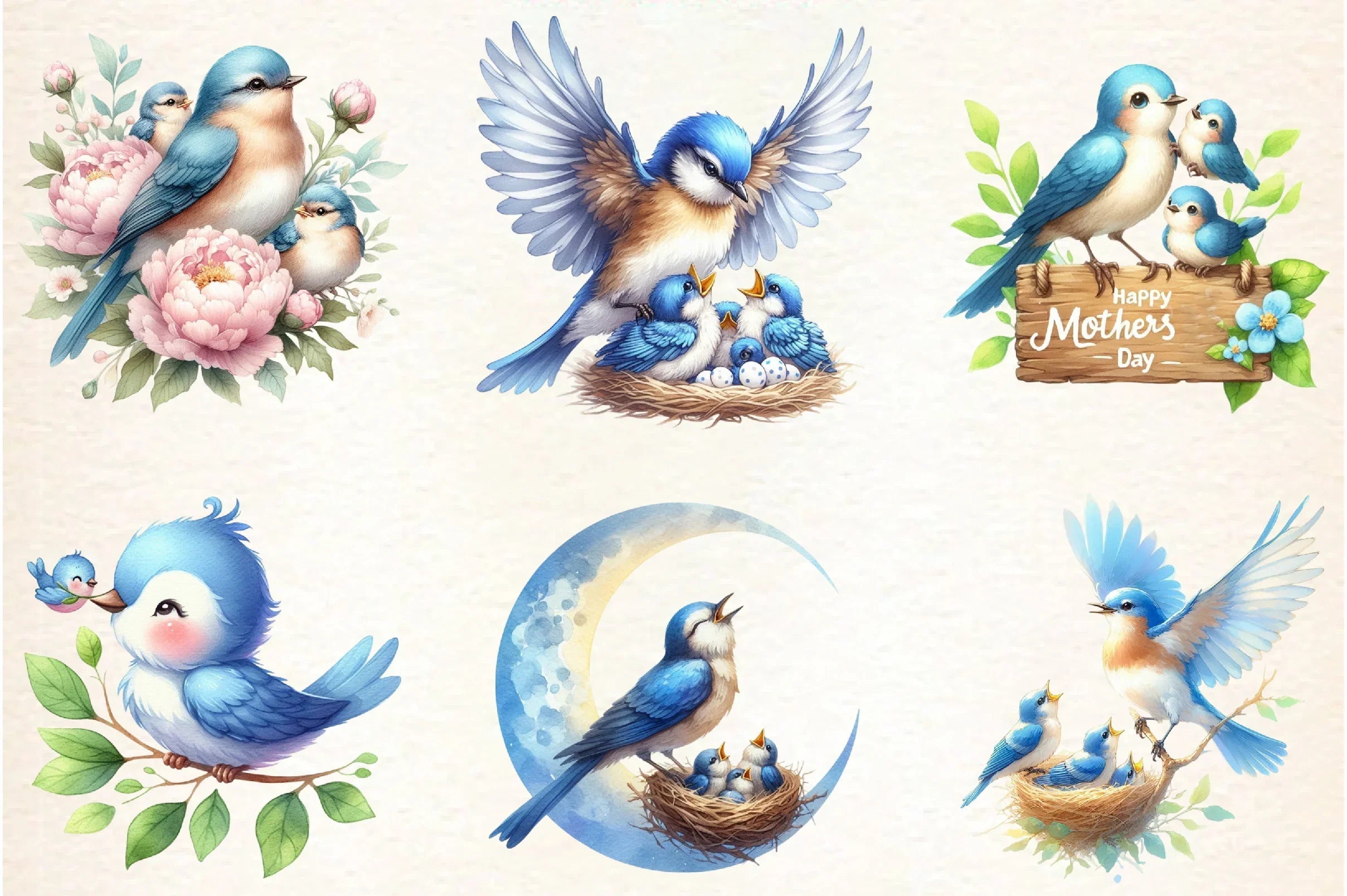 Mother's Day Bluebird Mom Clipart Bundle - CraftNest - Digital Crafting and Art