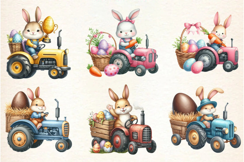 Easter Bunny Tractor Clipart Design Bundle - CraftNest - Digital Crafting and Art