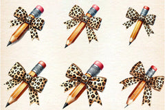 Leopard Bow Pencil Teacher Clipart Bundle - CraftNest - Digital Crafting and Art