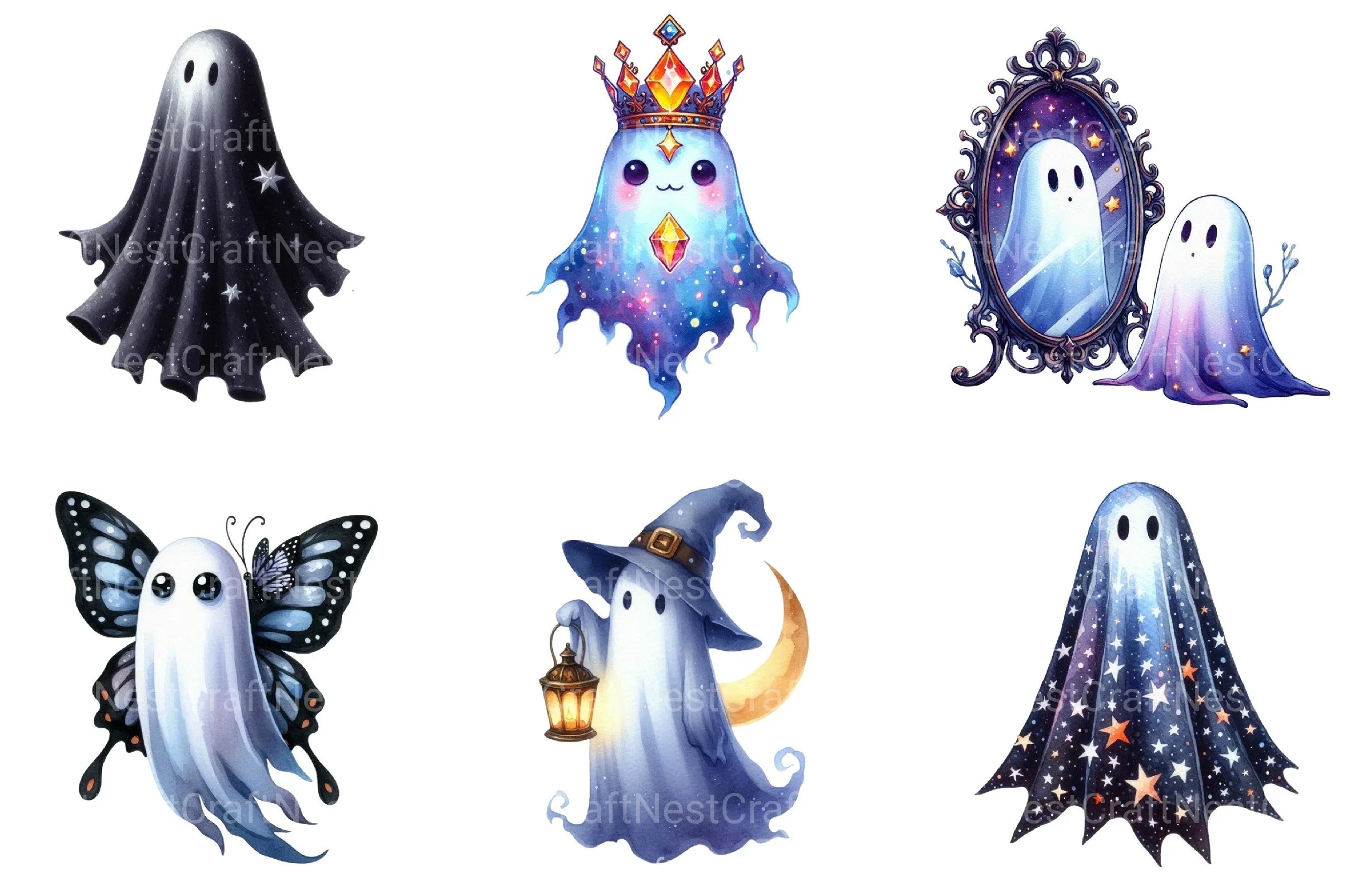 Enchanted Ghost Halloween Clipart Bundle 2 - CraftNest - Digital Crafting and Art