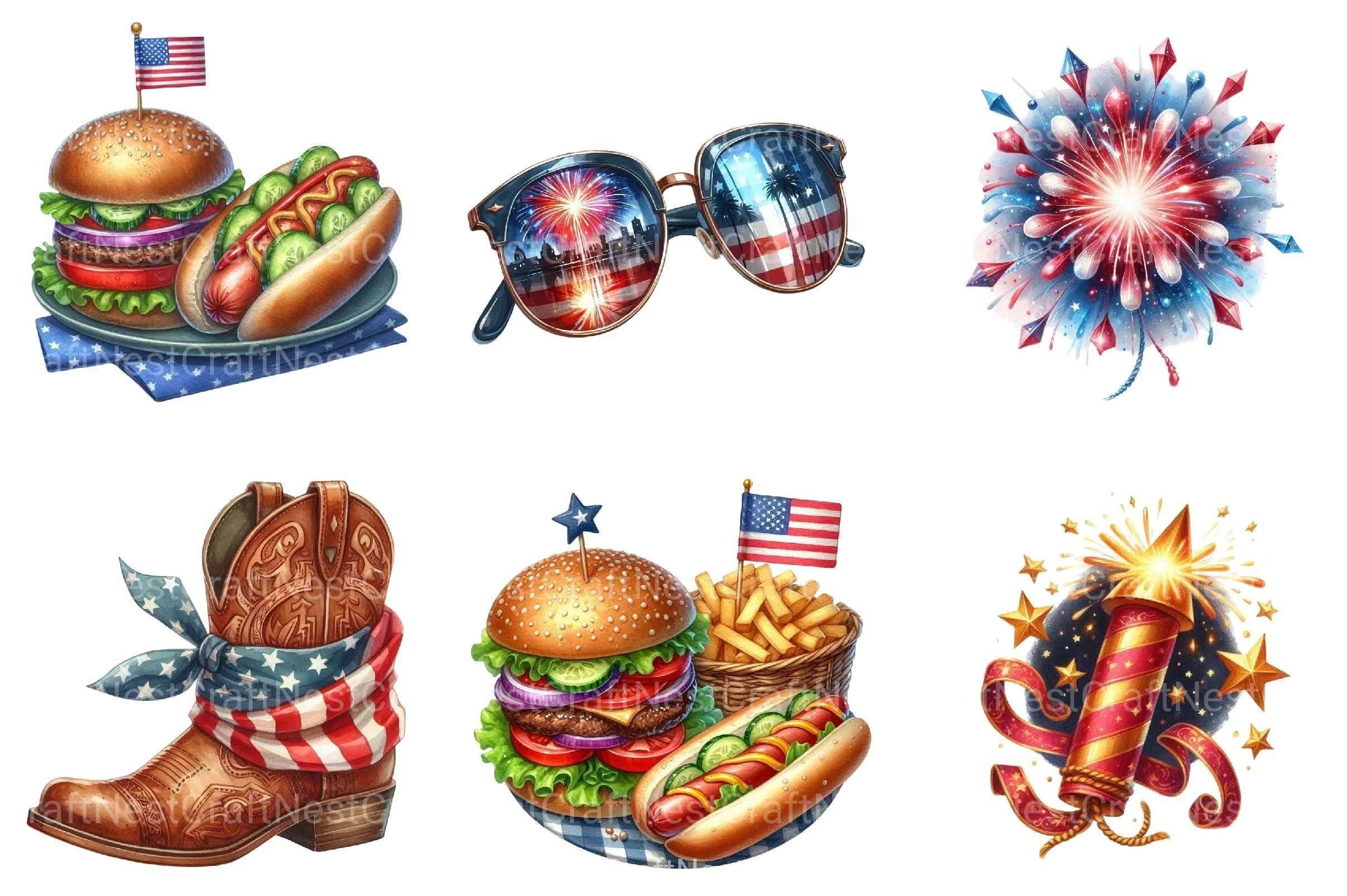 4th of July Clipart Bundle 1 - CraftNest - Digital Crafting and Art