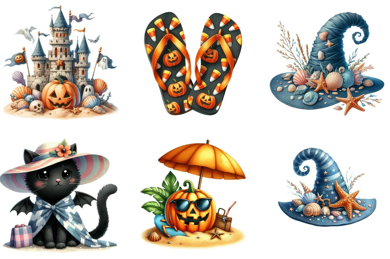 Halloween Beach Clipart Bundle - CraftNest - Digital Crafting and Art