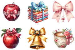 Teacher Coquette Bows Clipart Bundle - CraftNest - Digital Crafting and Art
