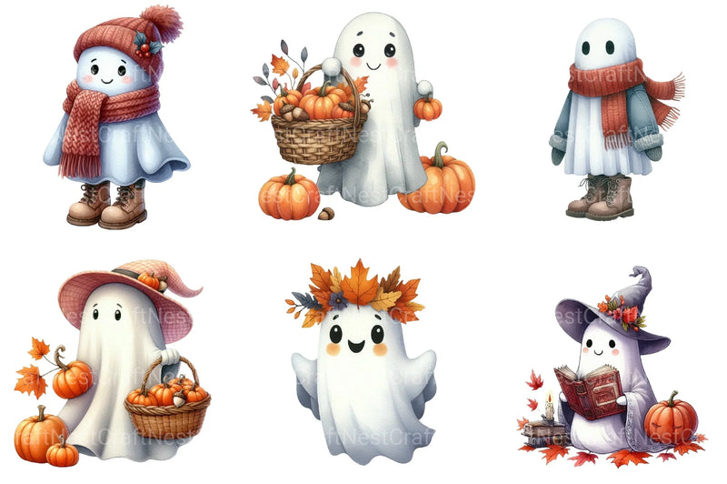 Ghost Fall Halloween Clipart Bundle - CraftNest - Digital Crafting and Art