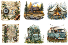Vintage Spring Camping Clipart Bundle - CraftNest - Digital Crafting and Art