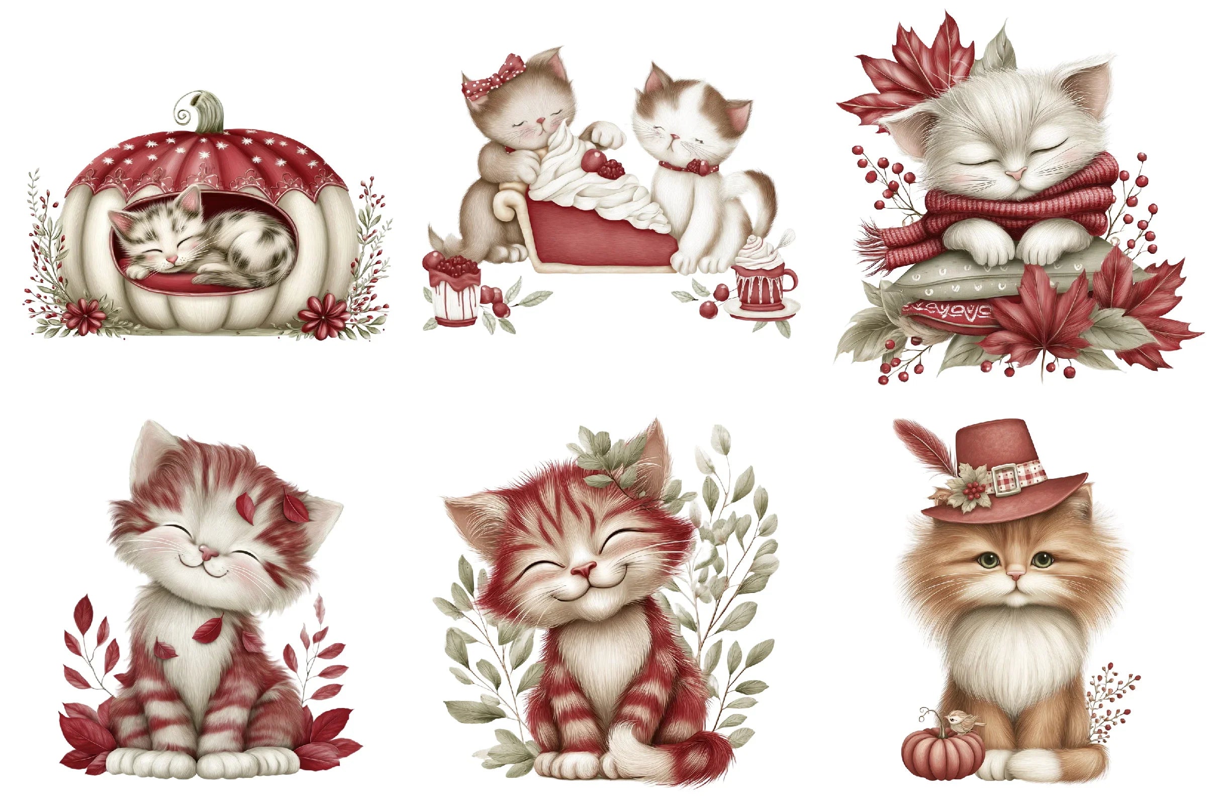Thanksgiving Cat Clipart Design Bundle - CraftNest - Digital Crafting and Art