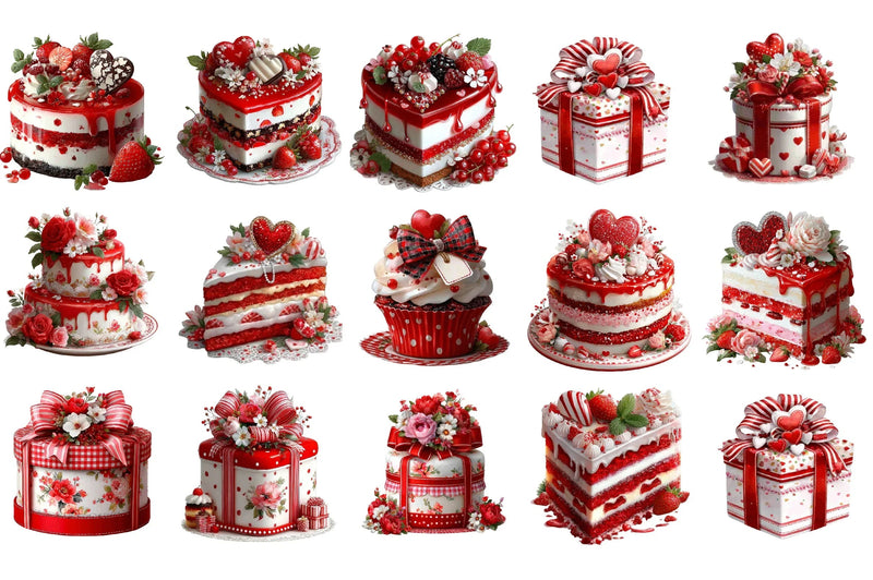 Valentine Gift Cake Clipart Bundle - CraftNest - Digital Crafting and Art