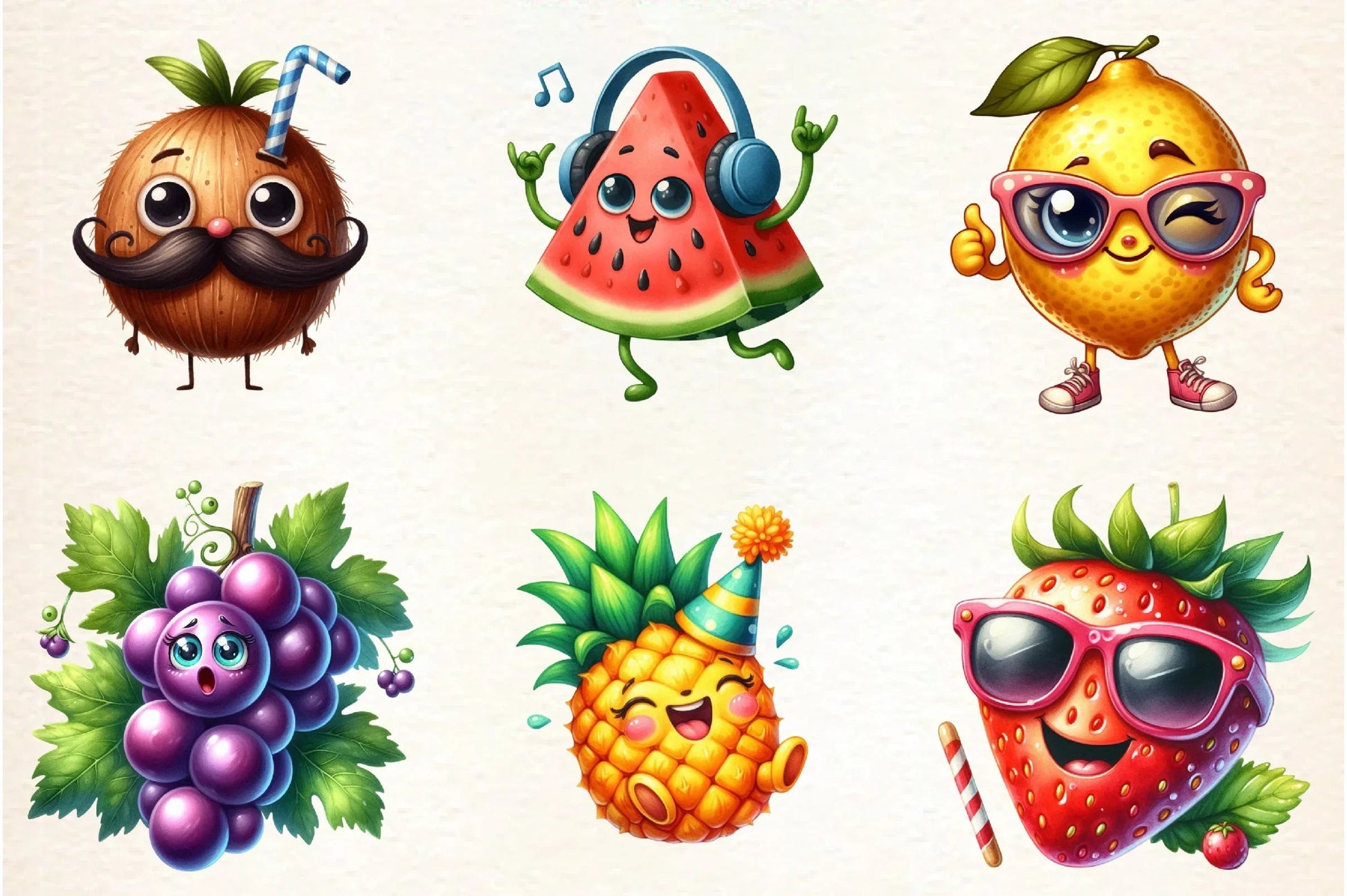 Funny Fruit Clipart Bundle - CraftNest - Digital Crafting and Art