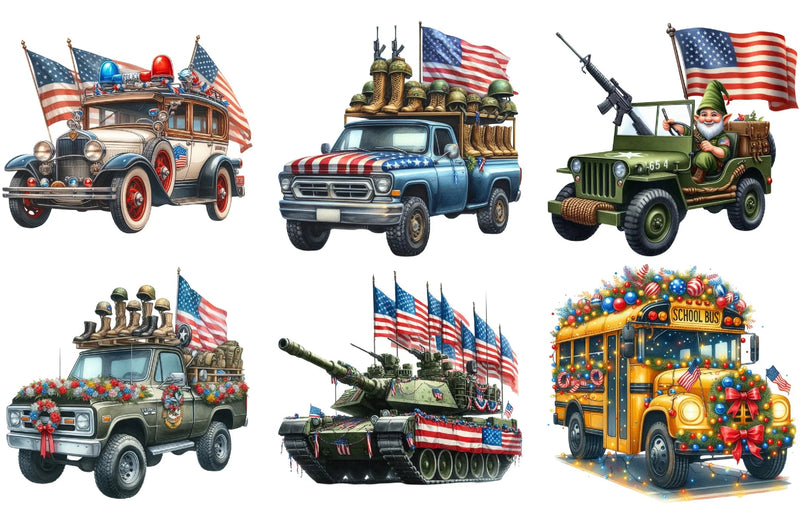 Memorial Day Car Parade Clipart Bundle - CraftNest - Digital Crafting and Art