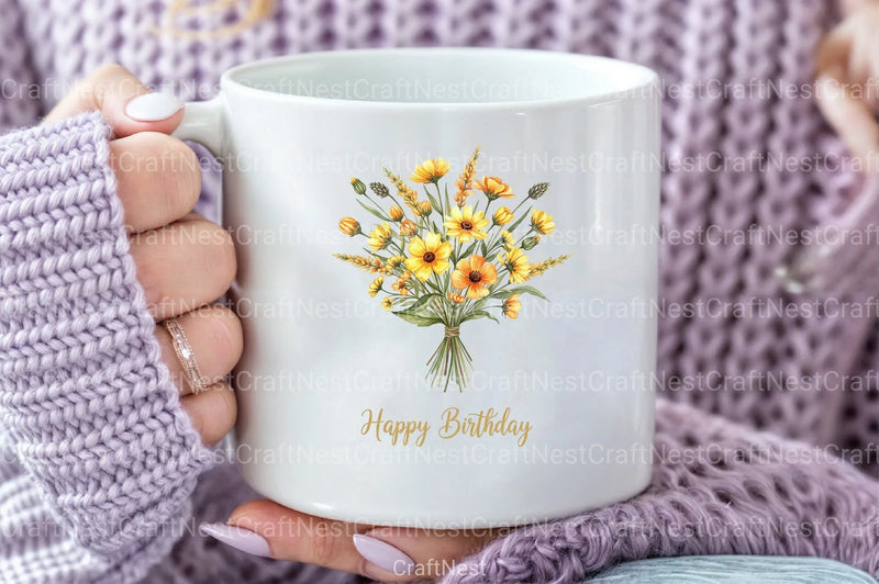 Wildflowers Brushstroke Clipart Bundle 2 - CraftNest - Digital Crafting and Art