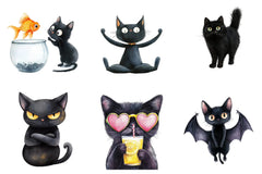 Funny Black Cat Clipart Bundle - CraftNest - Digital Crafting and Art