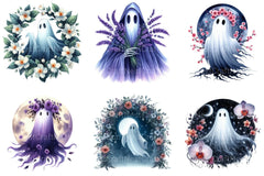 Floral Phantom Moonlight Ghost Clipart Bundle - CraftNest - Digital Crafting and Art