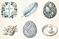 Neutral White Easter Clipart Bundle - CraftNest - Digital Crafting and Art