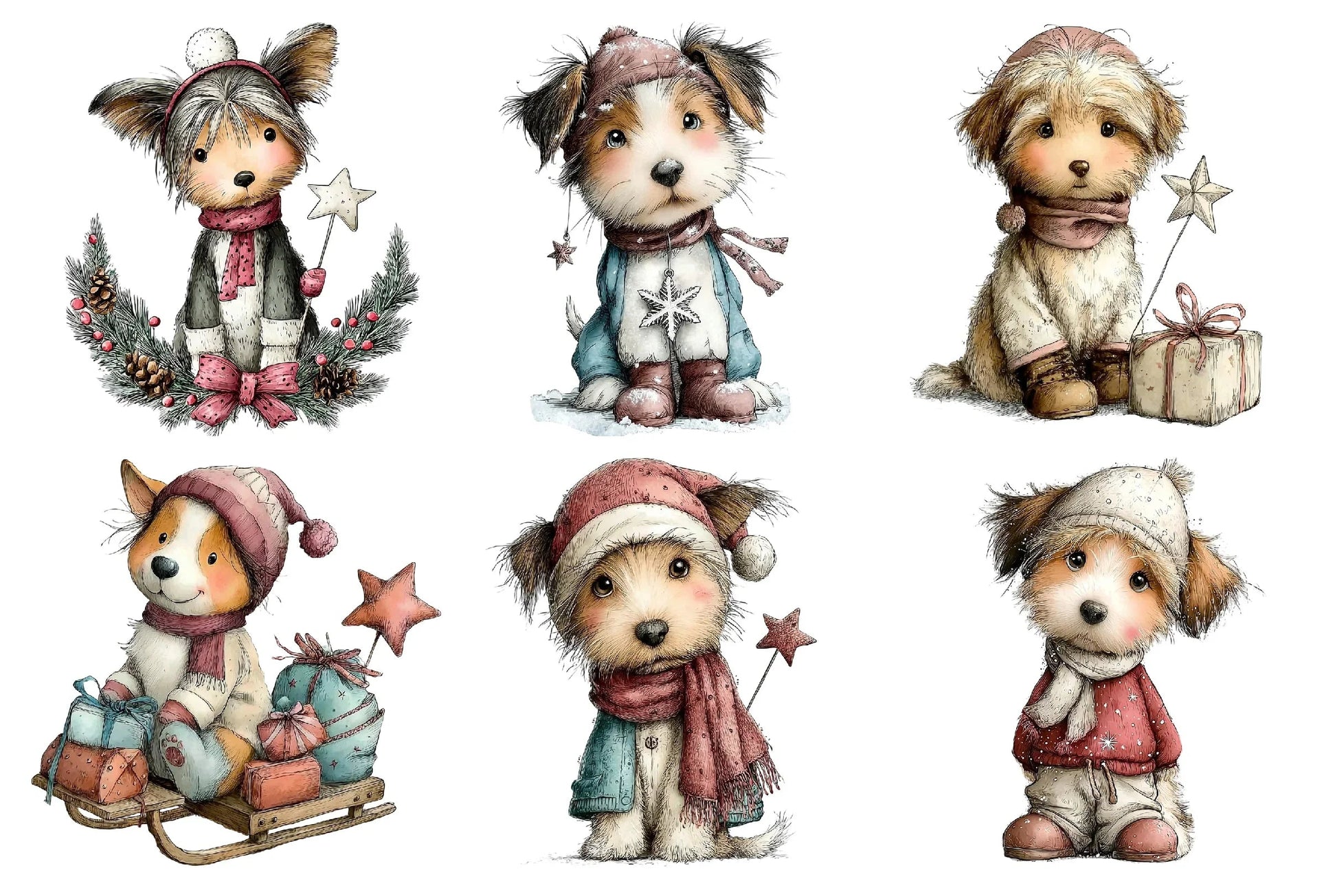 Whimsical Dog Christmas Clipart Bundle - CraftNest - Digital Crafting and Art