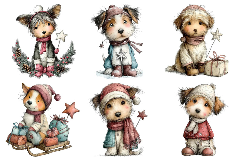 Whimsical Dog Christmas Clipart Bundle - CraftNest - Digital Crafting and Art