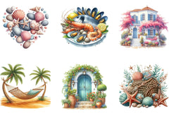 Mediterranean Beach Clipart Bundle - CraftNest - Digital Crafting and Art