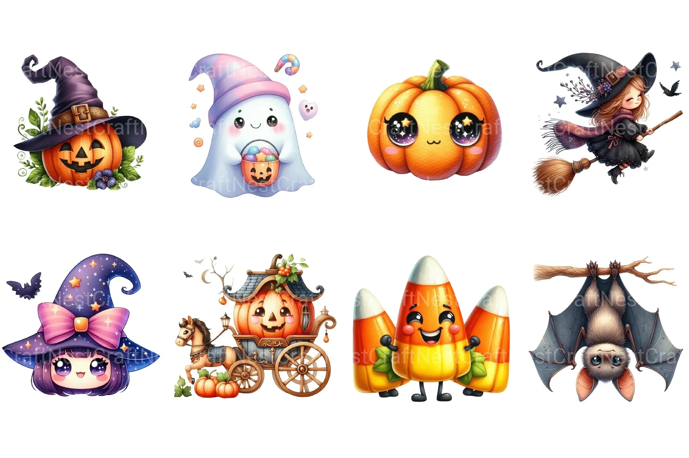 Spooky Cute Halloween Clipart Bundle 2 - CraftNest - Digital Crafting and Art
