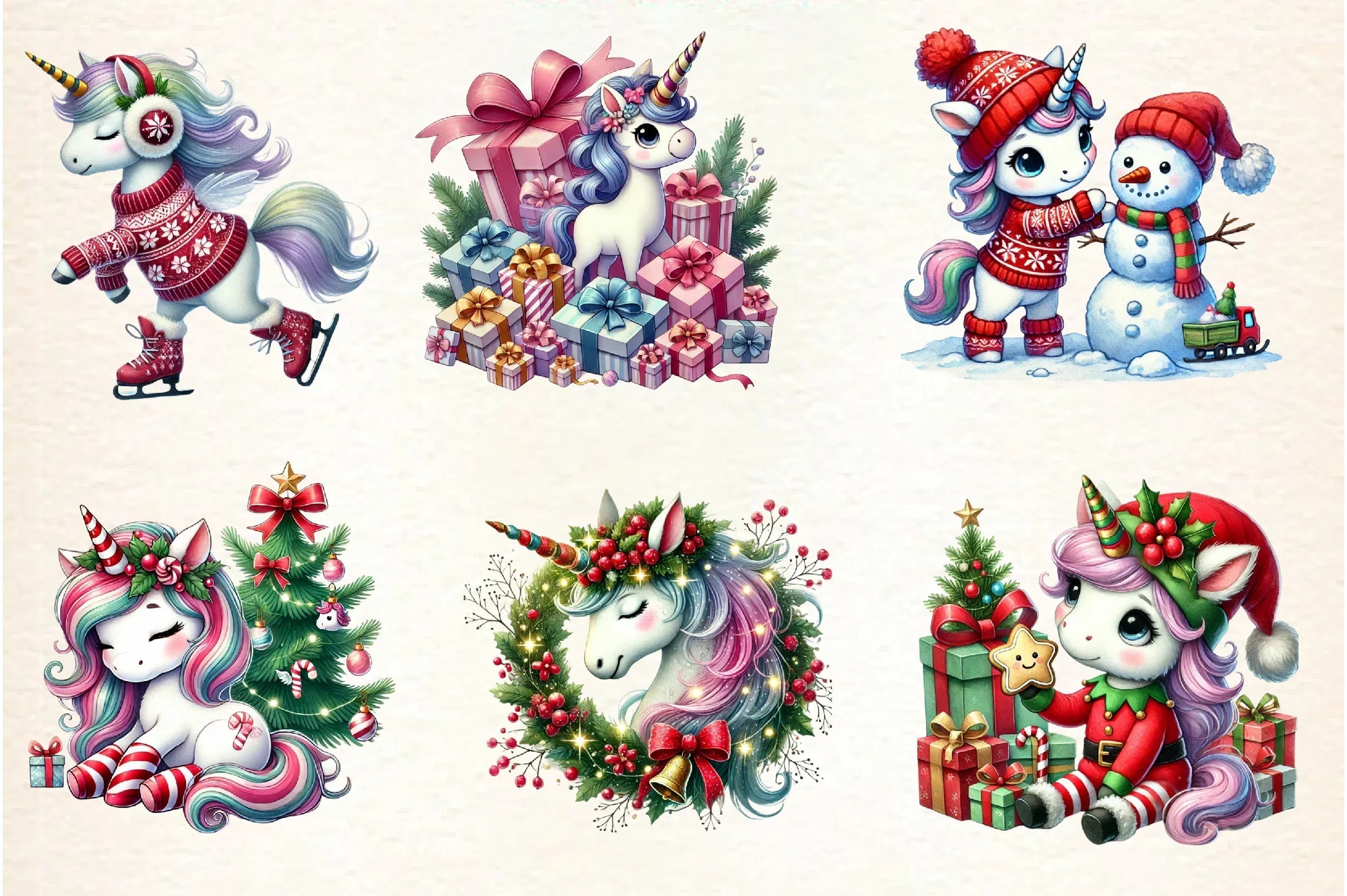 Christmas Unicorn Clipart Bundle - CraftNest - Digital Crafting and Art