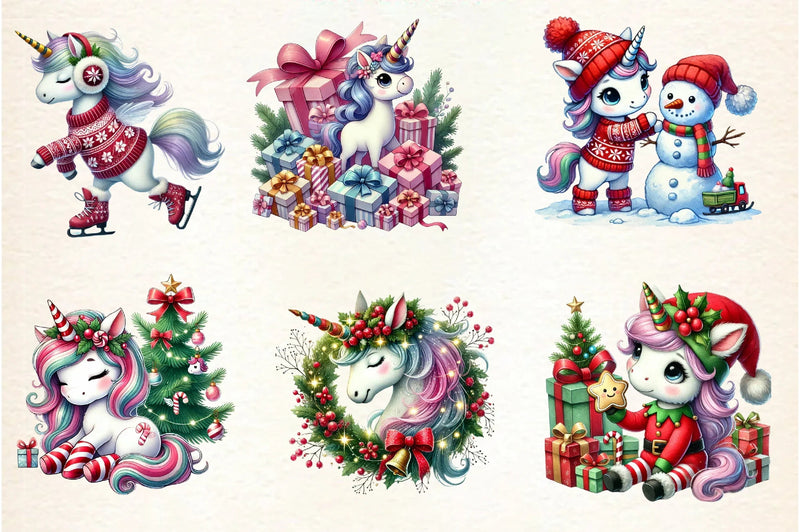 Christmas Unicorn Clipart Bundle - CraftNest - Digital Crafting and Art