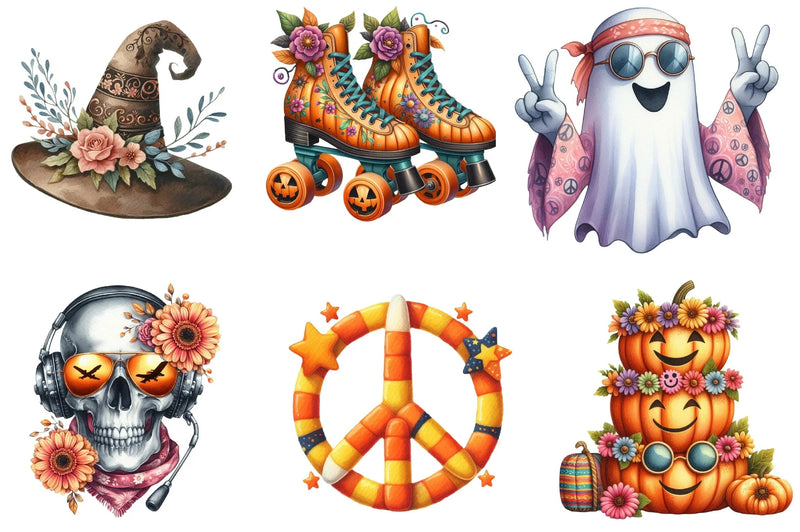Groovy 70s Halloween Clipart Bundle - CraftNest - Digital Crafting and Art