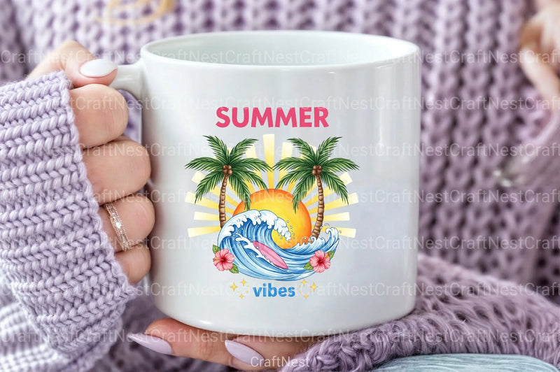 Summer Vibes Beach Flowers Clipart Bundle - CraftNest - Digital Crafting and Art