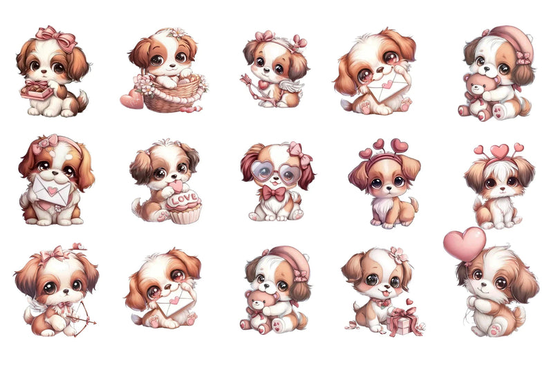 Valentine Puppy Dog Clipart Bundle - CraftNest - Digital Crafting and Art