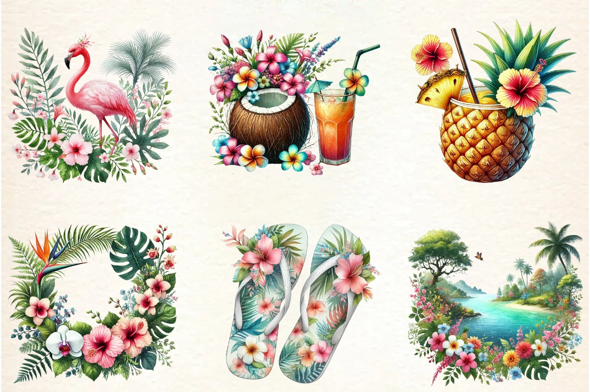 Tropical Spring Clipart Bundle - CraftNest - Digital Crafting and Art