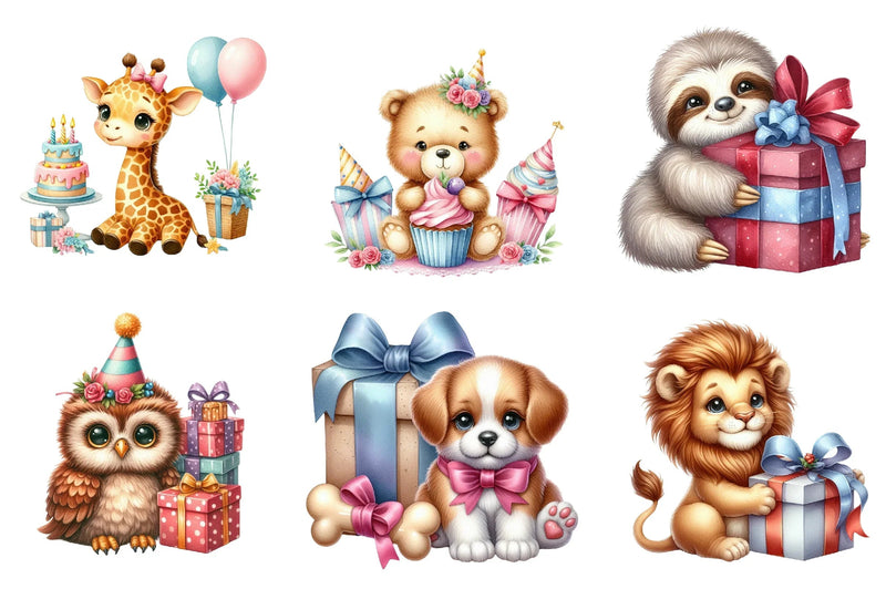 Birthday Baby Animal Clipart Bundle - CraftNest - Digital Crafting and Art