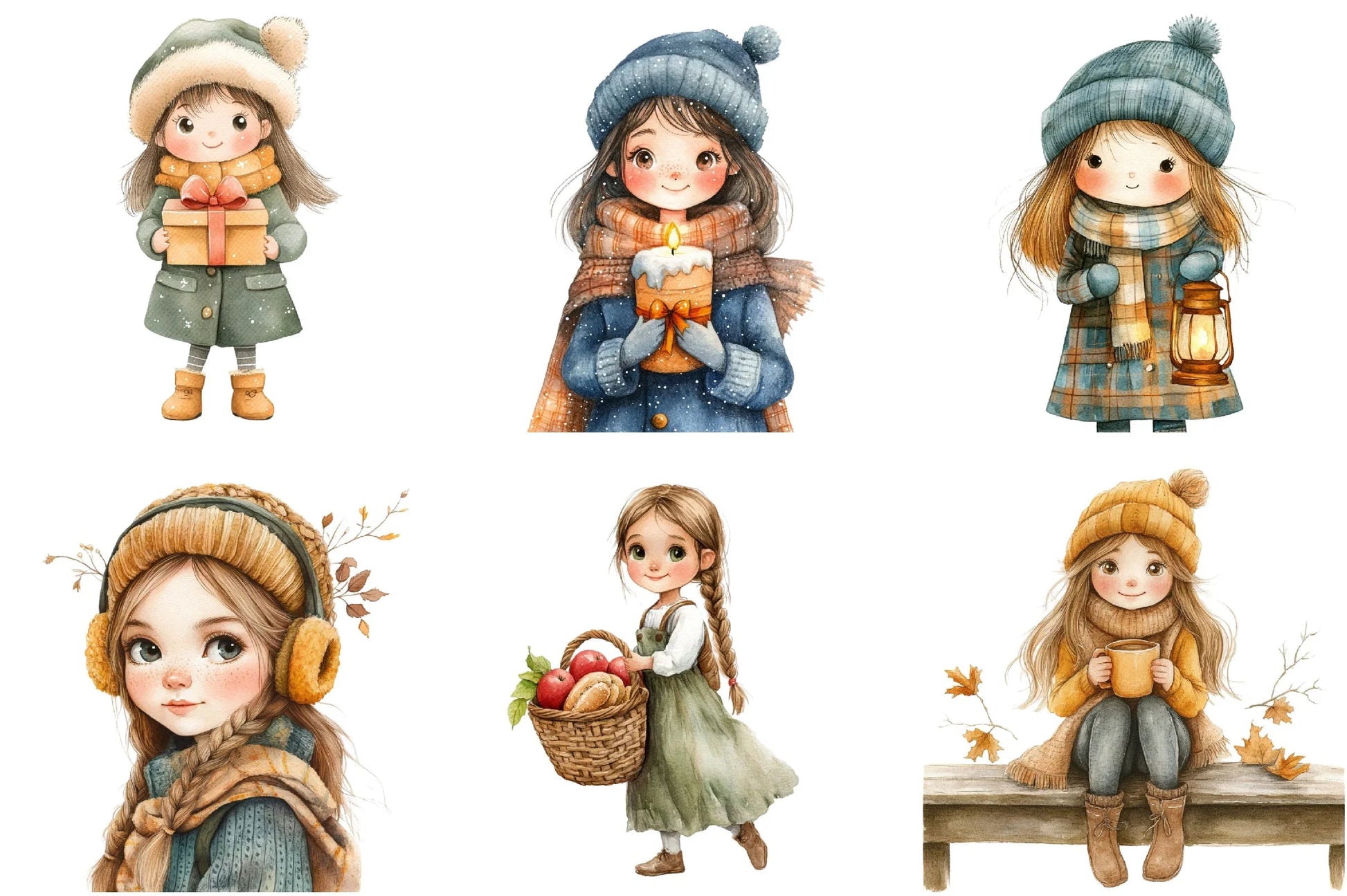 Winter Cottage Girl Clipart Bundle - CraftNest - Digital Crafting and Art