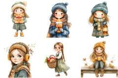 Winter Cottage Girl Clipart Bundle - CraftNest - Digital Crafting and Art