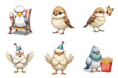 Funny Grumpy Birds Clipart Bundle - CraftNest - Digital Crafting and Art