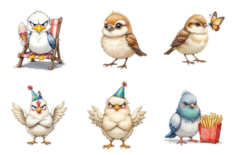 Funny Grumpy Birds Clipart Bundle - CraftNest - Digital Crafting and Art