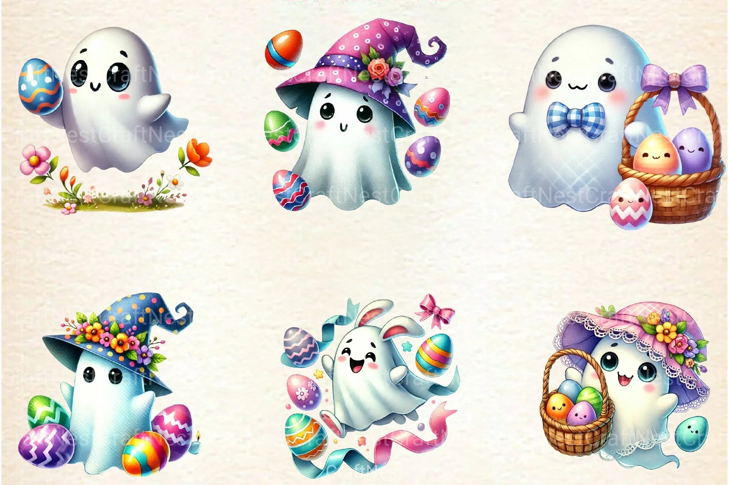 Happy Spooky Easter Ghost Clipart Bundle - CraftNest - Digital Crafting and Art
