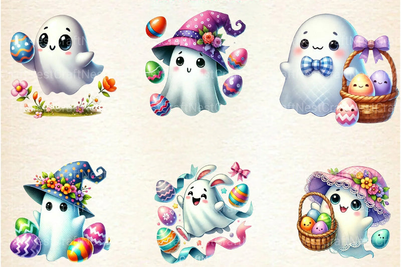 Happy Spooky Easter Ghost Clipart Bundle - CraftNest - Digital Crafting and Art