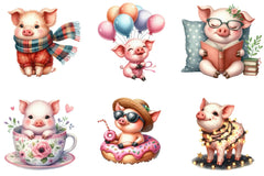 Cute Pig Clipart Bundle - CraftNest - Digital Crafting and Art
