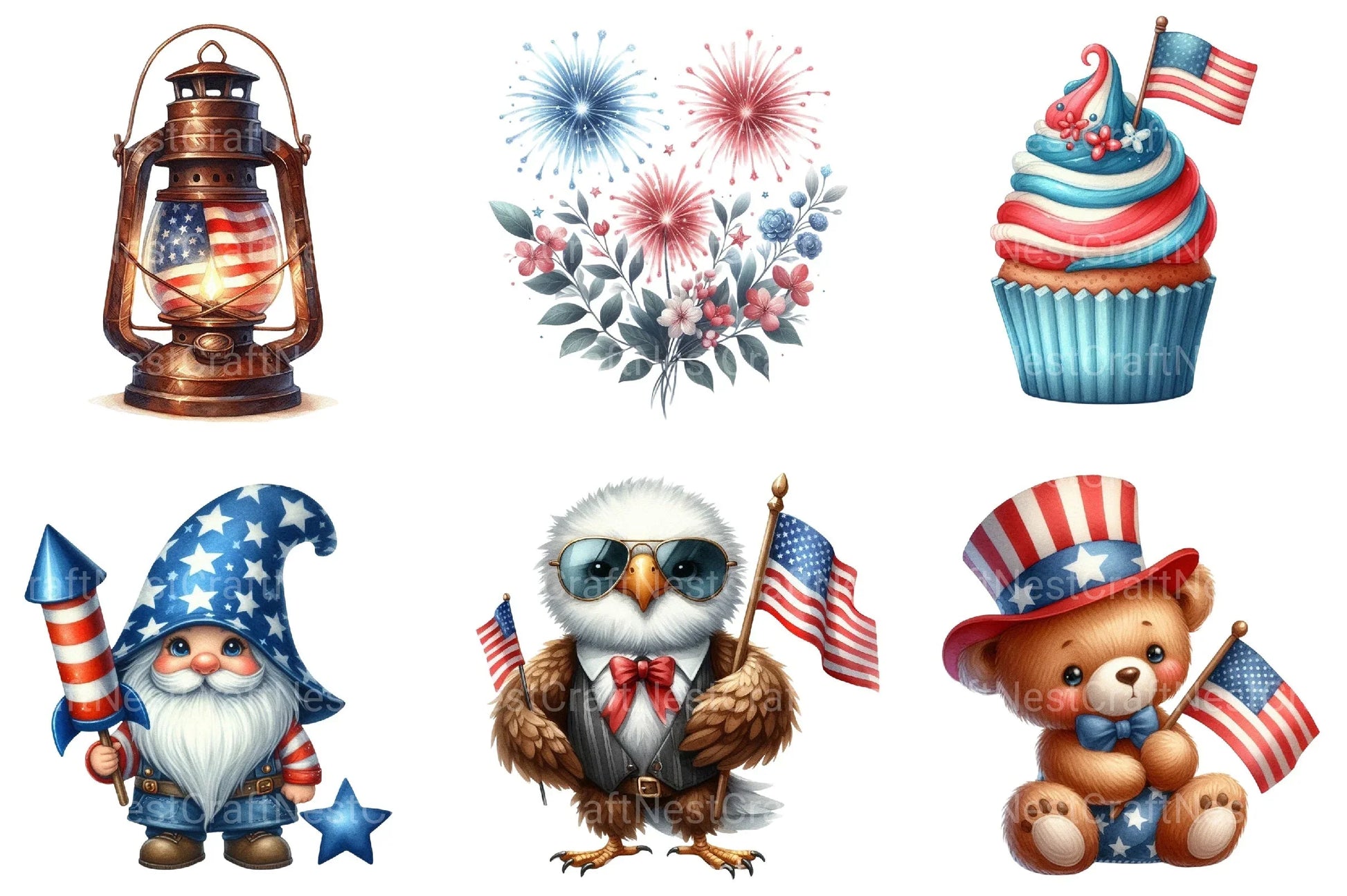 Fourth of July Cute Clipart Bundle - CraftNest - Digital Crafting and Art