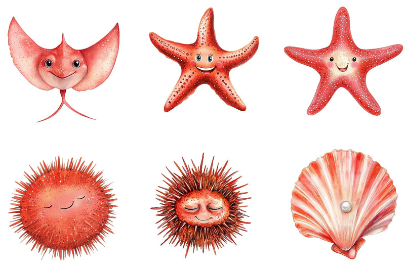 Red Ocean Animals Clipart Bundle - CraftNest - Digital Crafting and Art