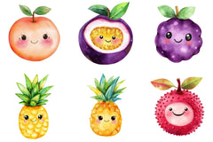 Cute Kawaii Fruits Clipart Bundle - CraftNest - Digital Crafting and Art