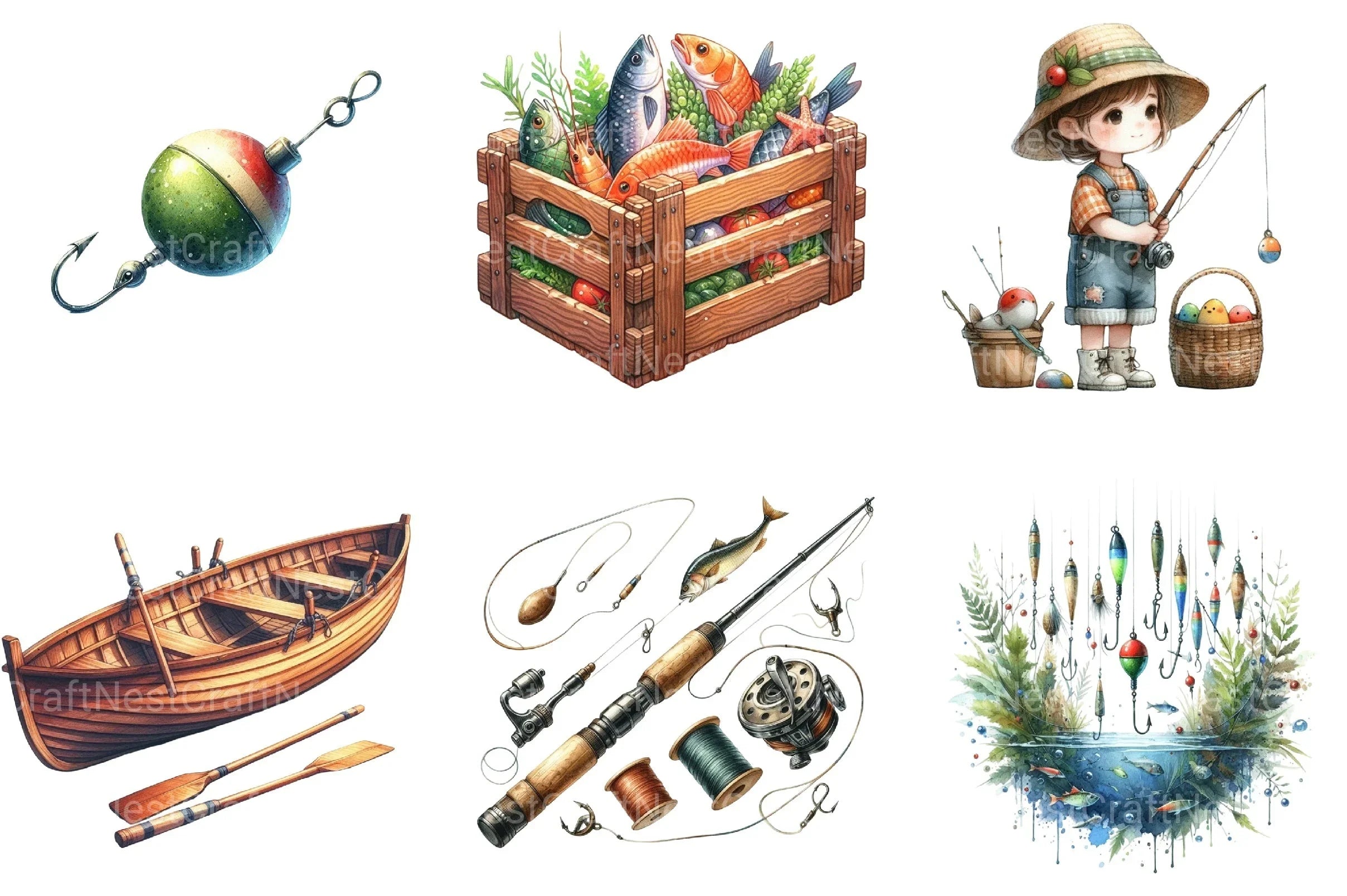 Little Fisherman Clipart Bundle - CraftNest - Digital Crafting and Art