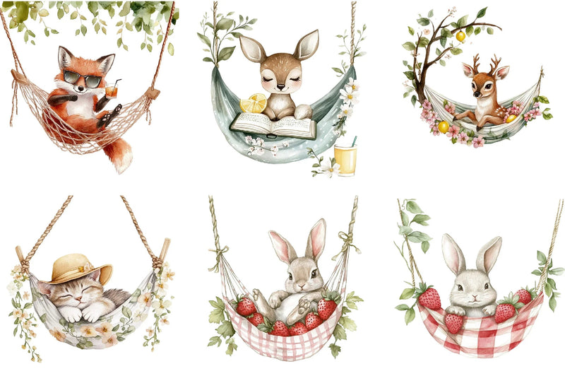 Summer Animals in Hammock Clipart Bundle - CraftNest - Digital Crafting and Art