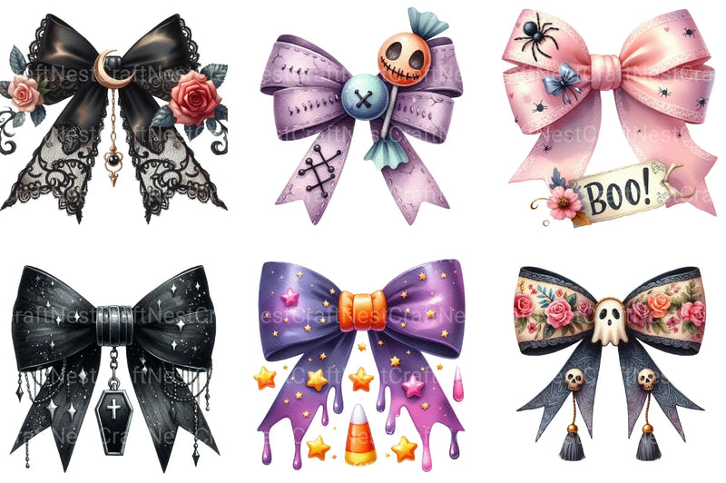 Halloween Coquette Bow Clipart Bundle 8 - CraftNest - Digital Crafting and Art