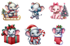 Christmas Elephant Clipart Bundle - CraftNest - Digital Crafting and Art