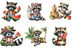 Summer Raccoon Clipart Bundle - CraftNest - Digital Crafting and Art